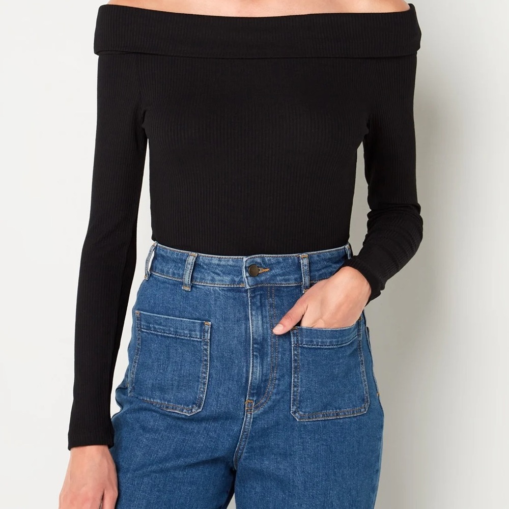 ba&sh Black Off-the-Shoulder Bardot Top